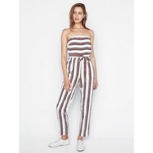 Strapless Jumpsuit with White, Red and Navy Stripes